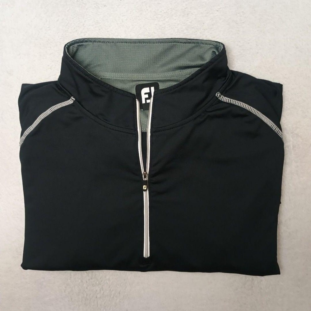 FootJoy Pullover Mens 2XL Black Golf 1/4 Zip Mock Neck Performance Jersey FJ